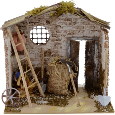 Almacén de herramientas para belén de 20x14x18 cm h.