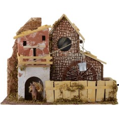 Molino de agua con casa cm 33x18x26 h. Mundo Pesebres