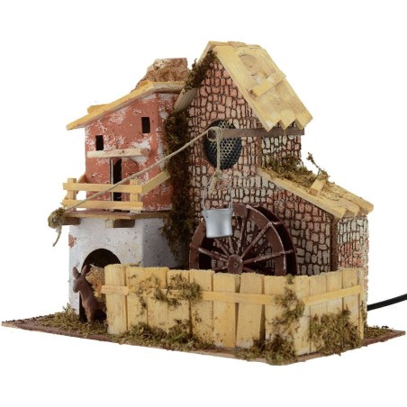 Water mill with house cm 33x18x26 h.