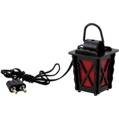 Linterna de metal con luz LED roja, tamaño 3x3x4 cm. Mondo Presepi.