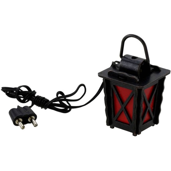 Linterna de metal con luz LED roja, tamaño 3x3x4 cm. Mondo Presepi.