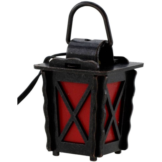 Linterna de metal con luz LED roja, tamaño 3x3x4 cm. Mondo Presepi.