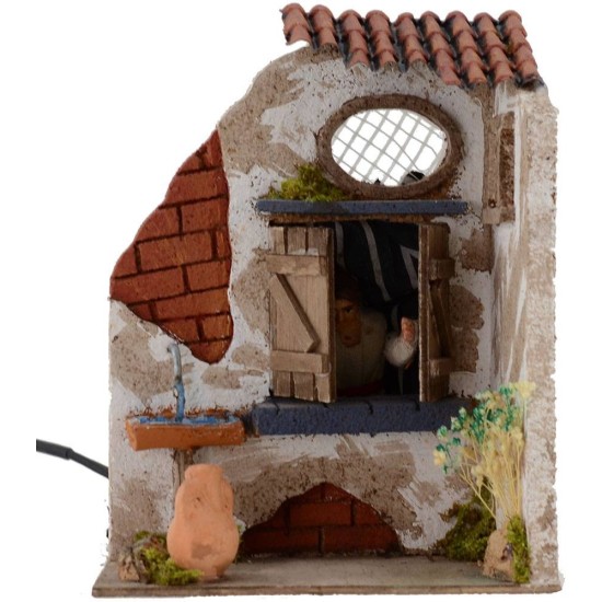 Mujer de 10 cm en movimiento abre las puertas de 15x15x19 cm de