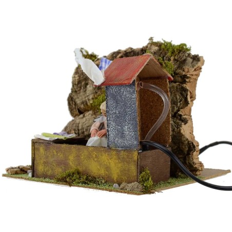 Lavandaia 10 cm in movimento con fontana funzionante Mondo
