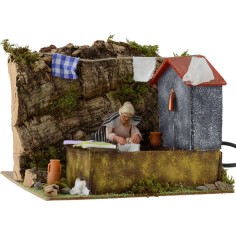 Lavandaia 10 cm in movimento con fontana funzionante Mondo 2