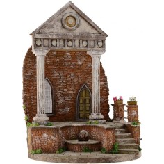 Templo con fuente funcional de 41x30x56 cm de altura. Mundo Pesebre.