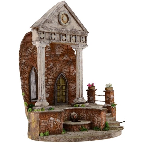 Tempio con fontana funzionante cm 41x30x56 h. Mondo Presepi
