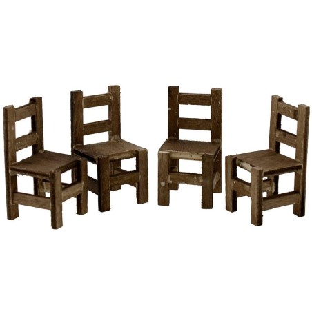 Mesa de madera de 5,5x3,4x2,5 cm de altura con 4 sillas.