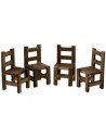 Mesa de madera de 5,5x3,4x2,5 cm de altura con 4 sillas.