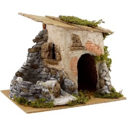 Casa con ovejas cm 23x17x17 h.