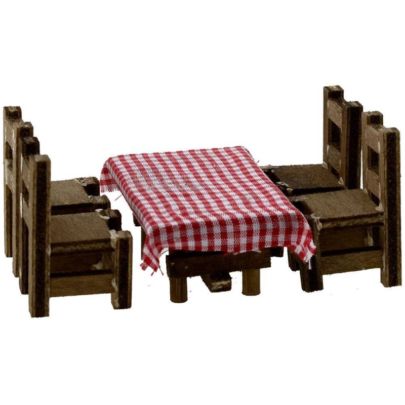 Wooden table cm 6x4,2X3 h. with 4 chairs