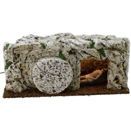 Sepulcro de resina iluminado con Jesús muerto 9 cm Estatuas