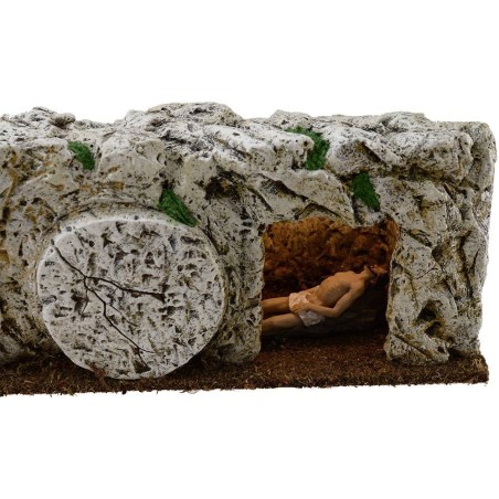 Sepulcro de resina iluminado con Jesús muerto 9 cm Estatua