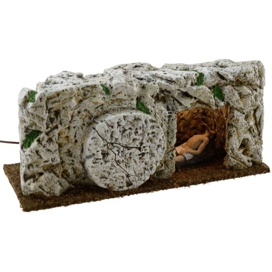 Sepulcro de resina iluminado con Jesús muerto 9 cm Estatuas