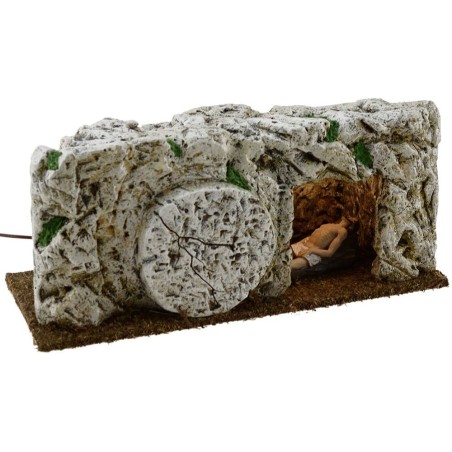 Sepulcro de resina iluminado con Jesús muerto 9 cm Estatua