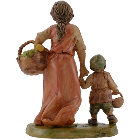 Mamma con bambino per mano 12 cm lux Mondo Presepi