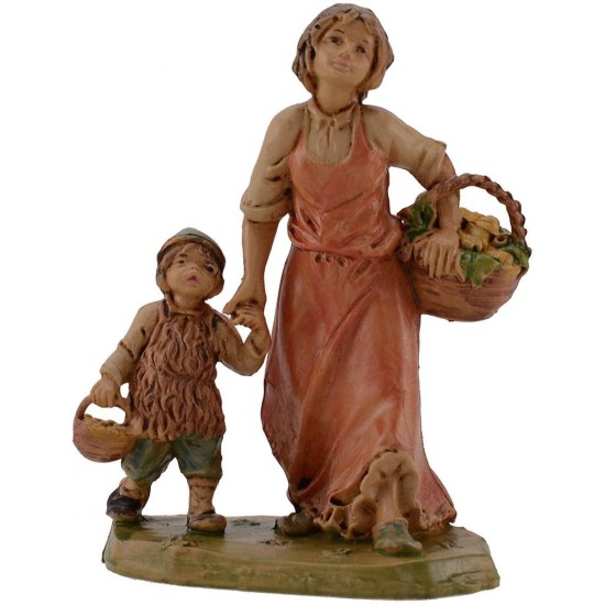 Madre con niño de la mano 12 cm lux Mundo Pesebres