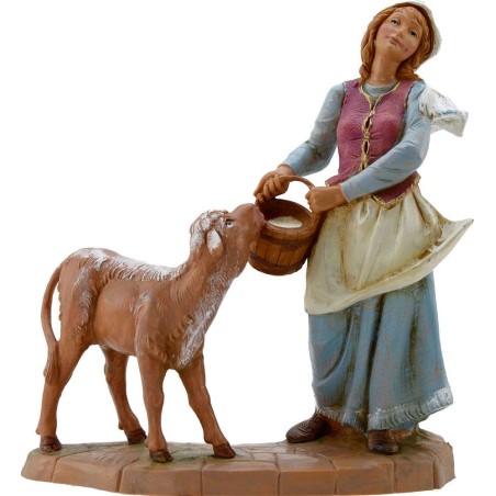 Pastorella con vitello 19 cm Fontanini Mondo Presepi