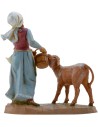 Pastorella con ternero 19 cm Fontanini Mundo Pesebres