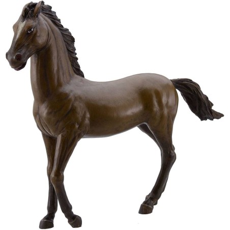 Caballo marrón al paso en resina para estatuas de 30 cm