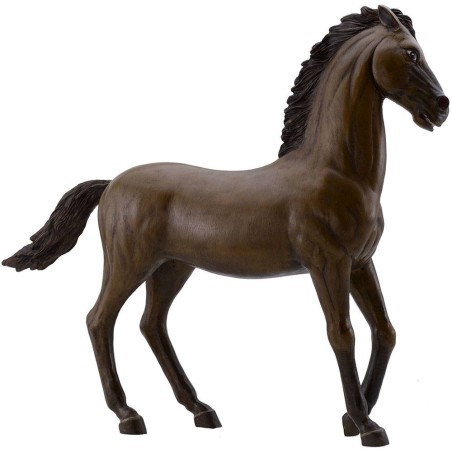 Caballo marrón al paso en resina para estatuas de 30 cm