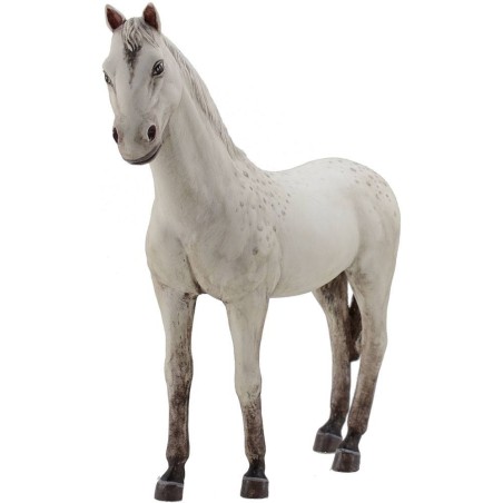 Caballo blanco de resina para estatuas de 30 cm Mondo Presepi