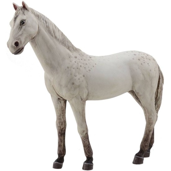 Caballo blanco de resina para estatuas de 30 cm Mondo Presepi