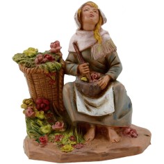 Mujer con jarrones de flores serie 12 cm Fontanini Mundo Pesebres