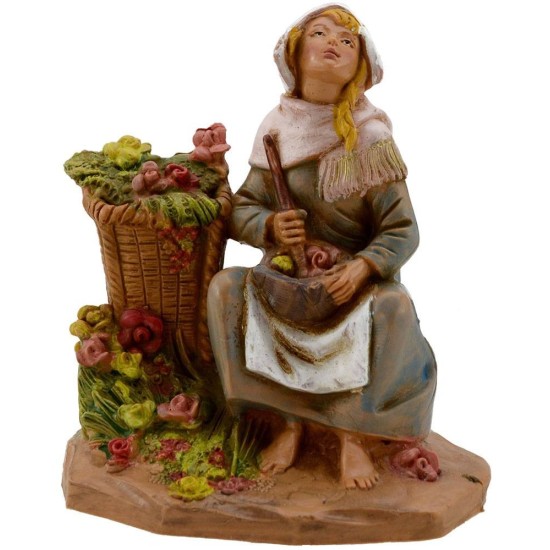 Donna con vasi di fiori serie 12 cm Fontanini Mondo Presepi