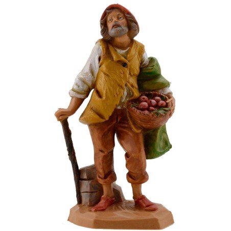 Vecchio con cesto e bastone 12 cm Fontanini Mondo Presepi