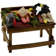 Wooden bench with fish 9x6x6, 5 h. 2