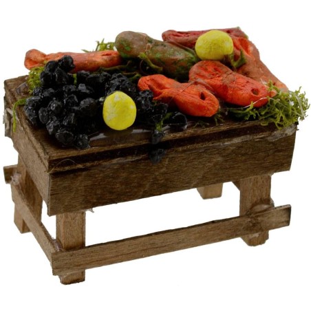 Banco in legno con pesce 5x3x3,5 h. Mondo Presepi