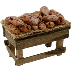 Banco in legno con pane 6x3x3,5-4 h. Mondo Presepi 2