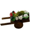 Carrito de madera con frutas y verduras de 5,5x3x3 cm de altura. Mundo