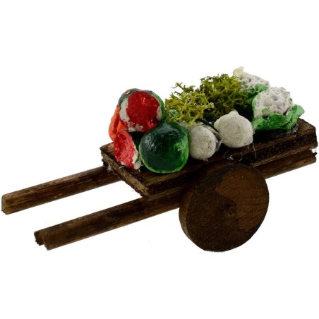Carretto in legno con frutta e verdura cm 5,5x3x3 h. Mondo