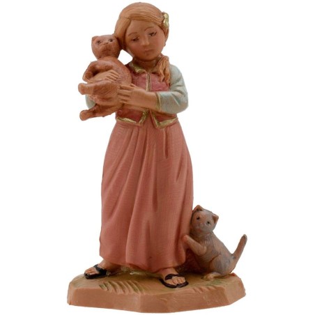 Niña con gatitos serie 12 cm Fontanini Mundo Pesebres