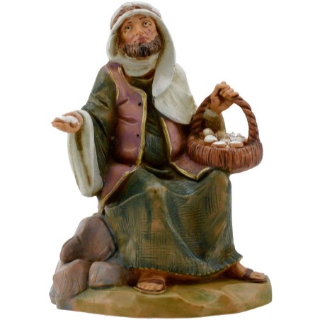 Shepherd sitting with basket of eggs 12 cm Fontanini
