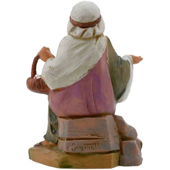 Pastor sentado con cesta de huevos 12 cm Fontanini