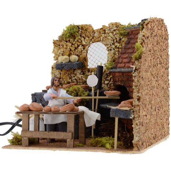 Fornaio 10 cm in movimento 20x18x18 h. Mondo Presepi