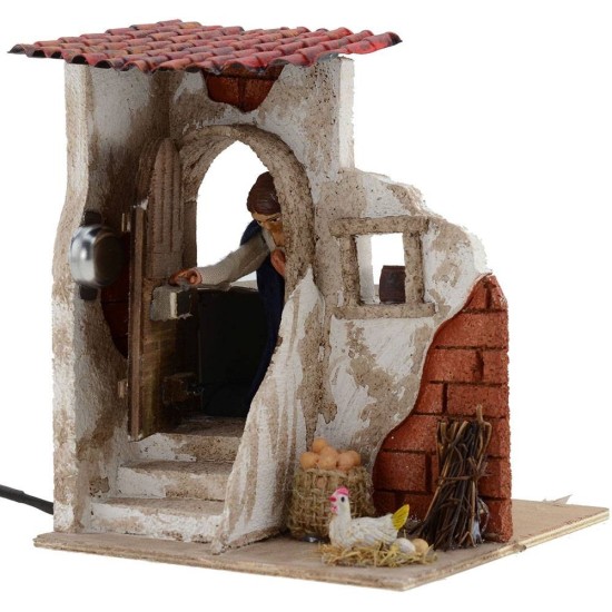 Donna 10 cm che apre la porta 15x15x18 h. Mondo Presepi