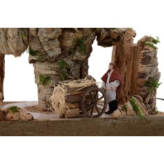 Pastor de 10 cm con carro en movimiento cm Mondo Presepi 2