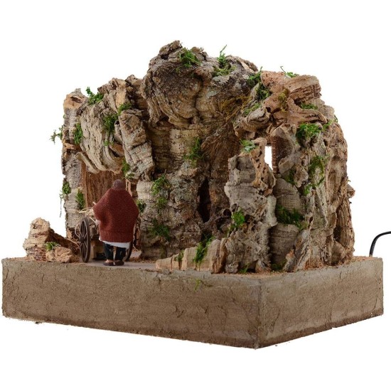 Pastor de 10 cm con carro en movimiento cm Mondo Presepi