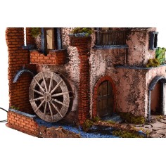 Borgo illuminato con mulino funzionante cm 40x40x65 h. Mondo 2
