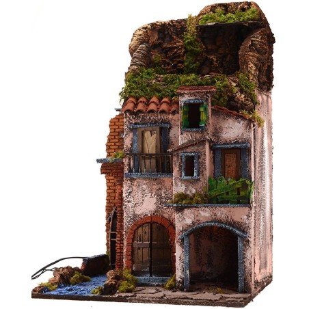 Borgo illuminated with a working mill cm 40x40x65 h.