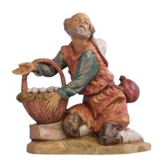 Pastore in ginocchio con cesto serie 6,5 cm Fontanini Mondo