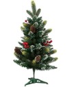 Albero di Natale innevato 60 cm con bacche rosse e pigne