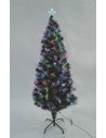 Árbol de Navidad nevado de 60 cm con fibras ópticas de colores