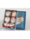 Juego de 6 bolas de papel maché ø 7,5 cm con Papá Noel