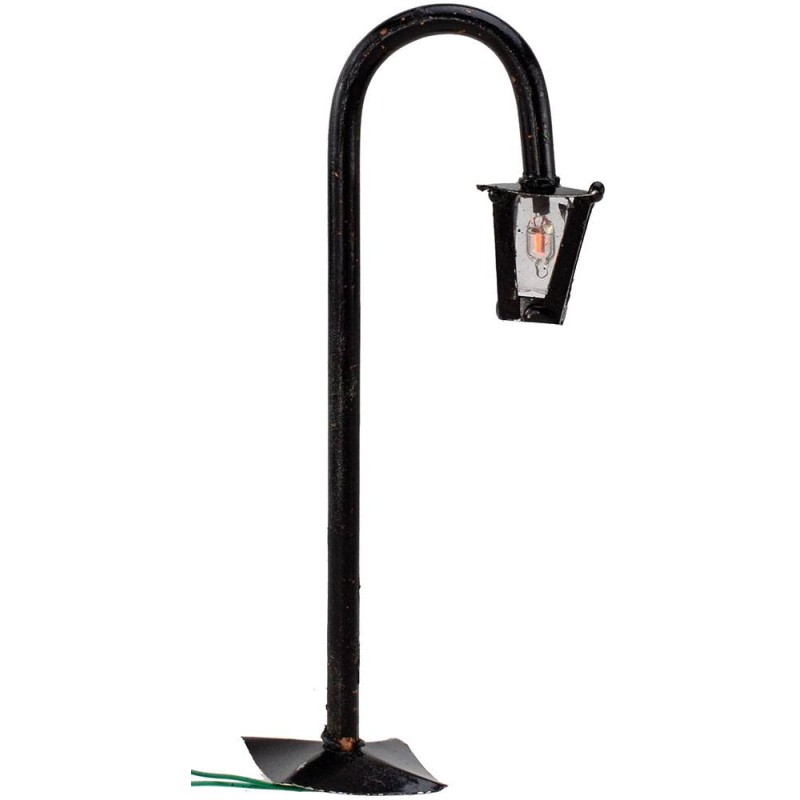 Curved lamppost from road h. 17 cm with light 220v. for presepe