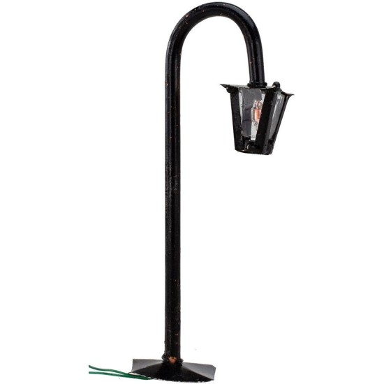 Curved lamppost from road h. 17 cm with light 220v. for presepe